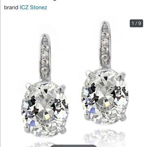 CZ oval leverback earrings